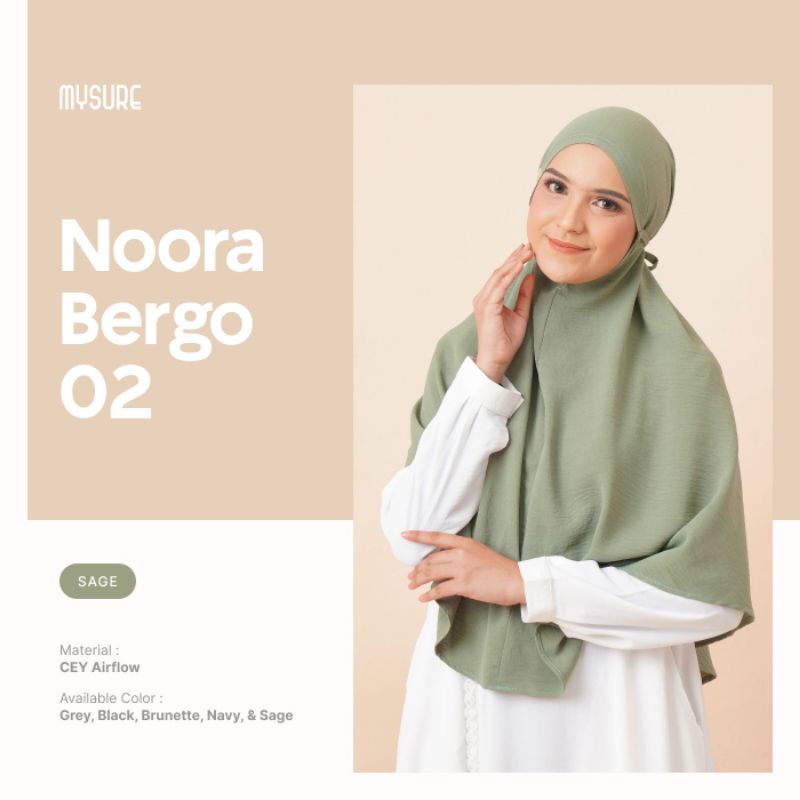 Jilbab Instan NOORA BERGO 02 Ori Mysure Cey Airflow Kerudung anak muda dewasa Daily hijab syar'i kek