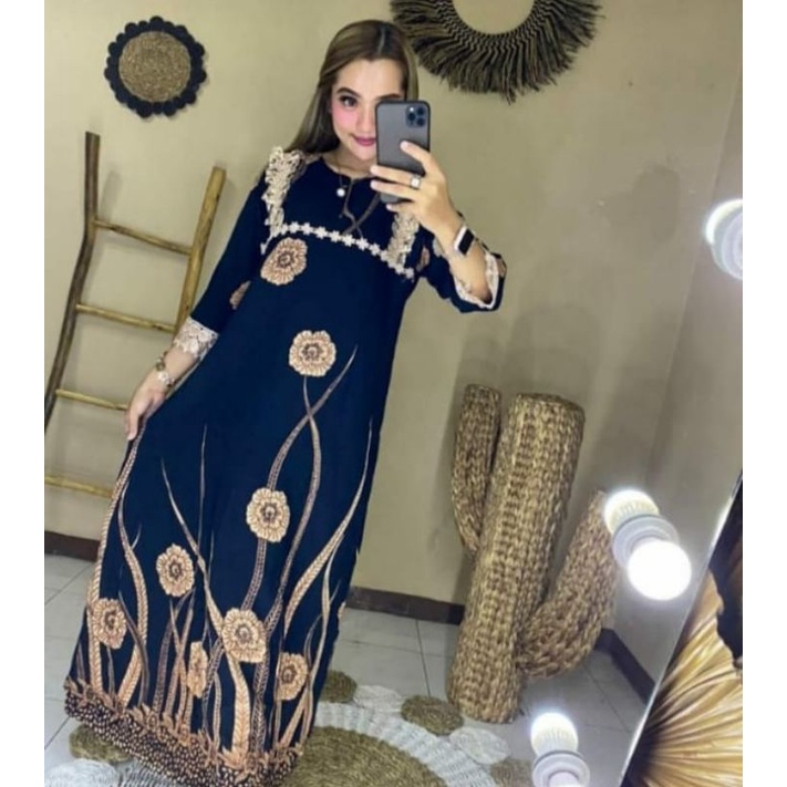 LONGDRESS RENDA ARAB MIX BURKAT BROKAT MOTIF BUNGA