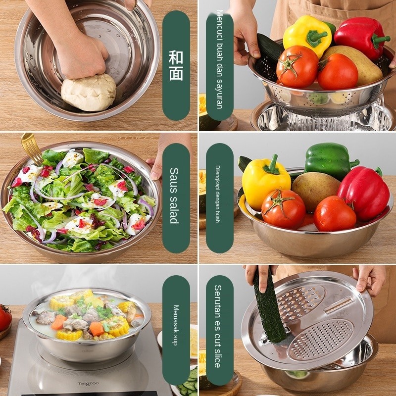 baskom stainless steel 3 in 1