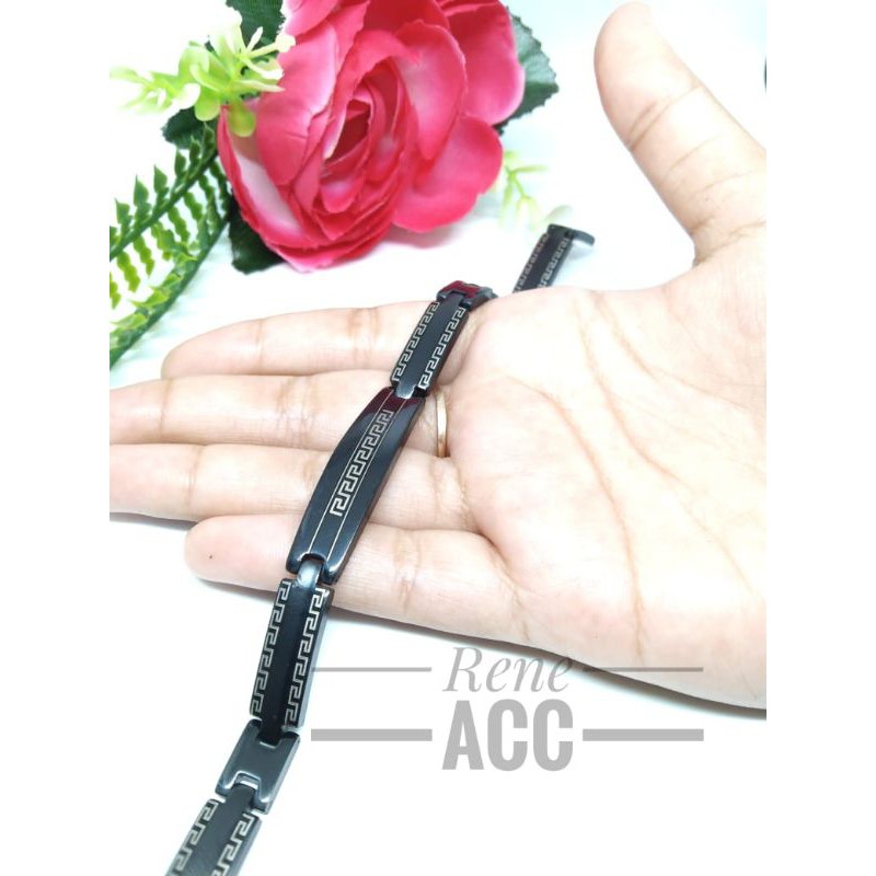 Gelang Rantai Hitam pria wanita stainless steel anti karat