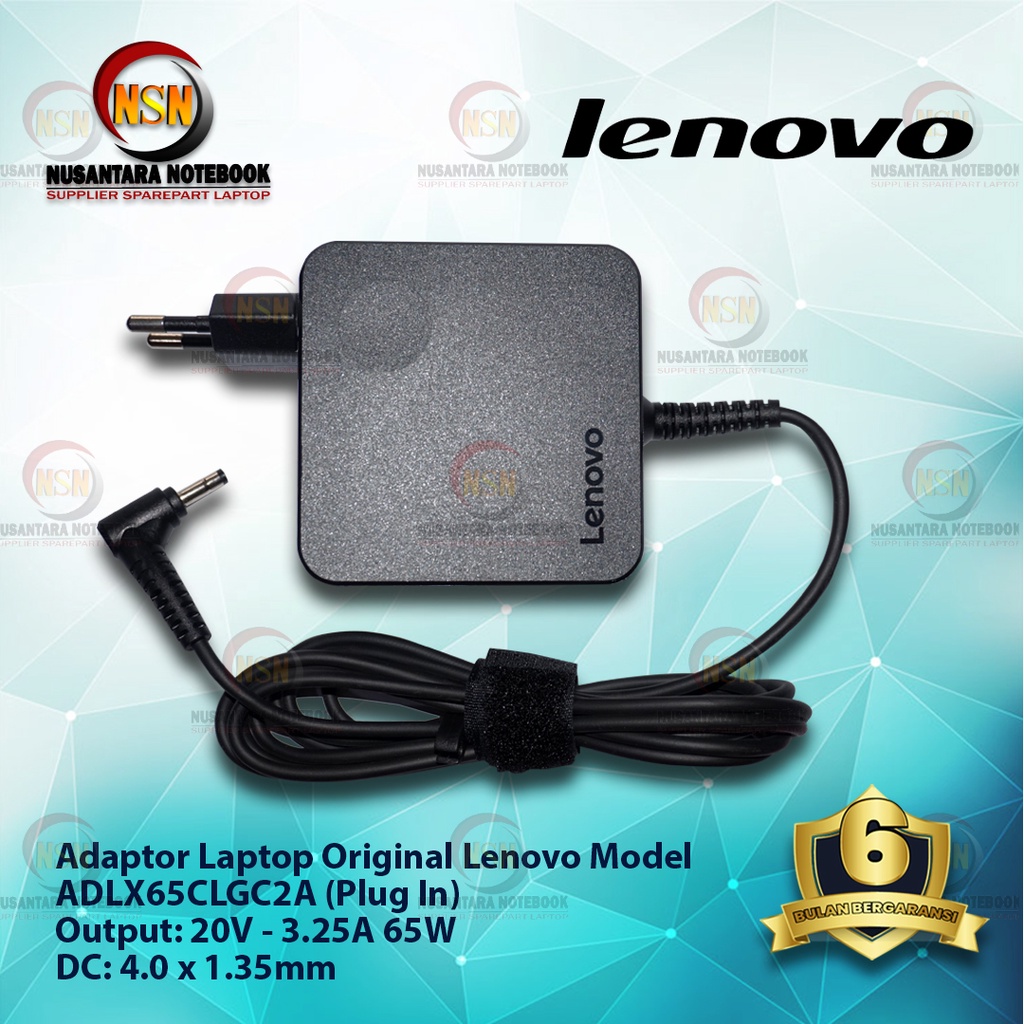 Adaptor Charger Original Laptop Lenovo 20V - 3.25A 65w DC 4.0*1.35mm