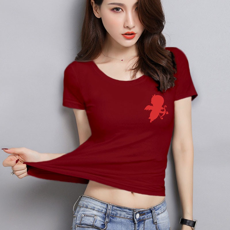 YOURSTYLE1119 - KAOS WANITA ONECK RED CUPID/ KAOS TERLARIS / KAOS ONECK/ VALENTINE