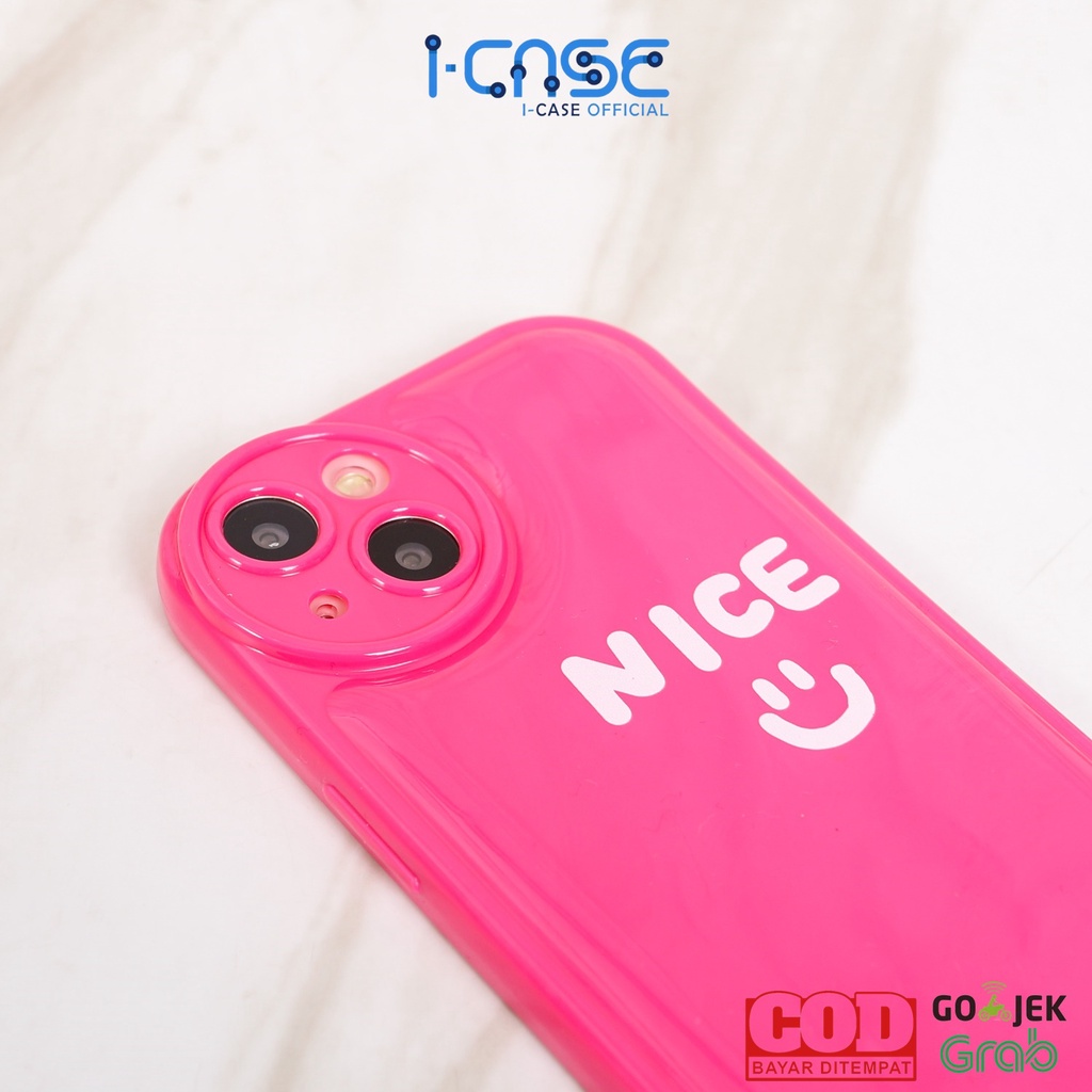 Softcase Nice Smile Pink Full Lens Cover for iPhone 7 8 PLUS XR X XS MAX 11 12 13 MINI 14 PLUS PRO MAX