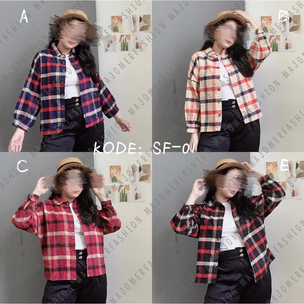 MAJOMER ® | KIMBERLY FLANEL SHIRT - KEMEJA FLANEL KOTAK-KOTAK WANITA