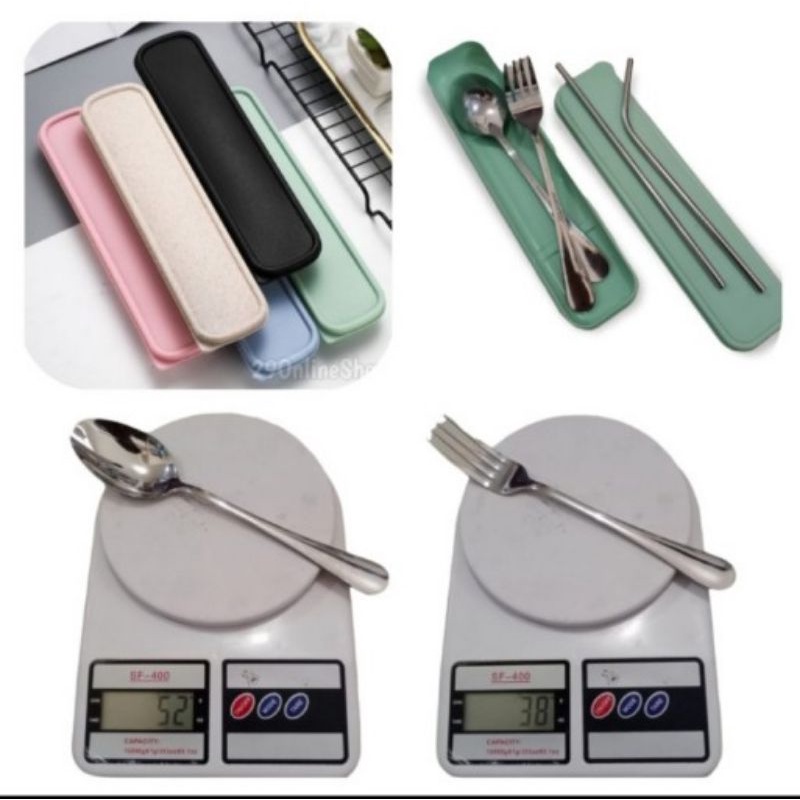 Sendok set traveling Sendok garpu sedotan stainless Tebal