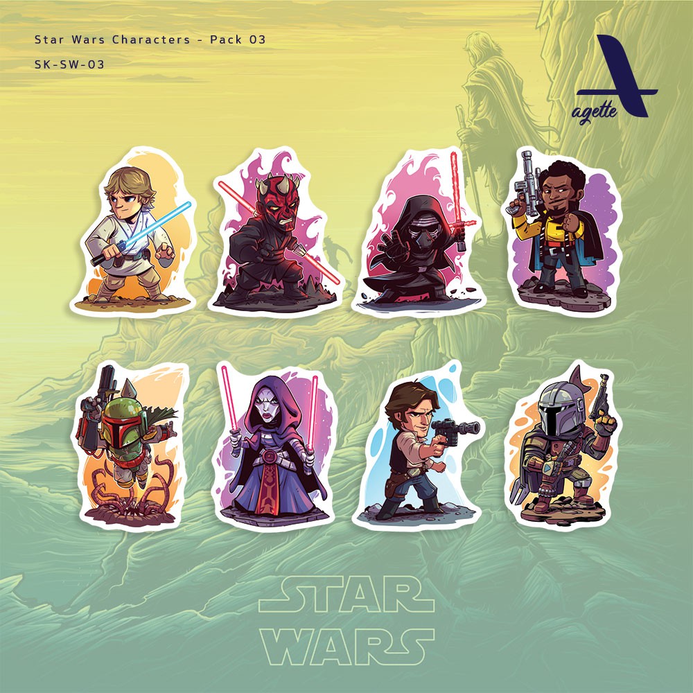 

8 PCS - Stiker Star Wars - 03 - Laminasi - Waterproof Sticker