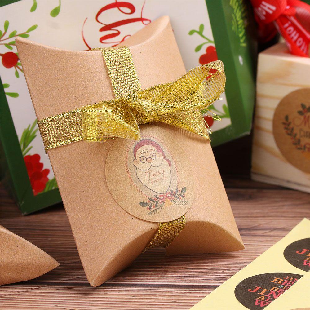 Nanas 120 Pcs Kertas Kado Sticker DIY Kotak Hadiah Paket Label Biskuit Paket Merry Christmas Santa Claus