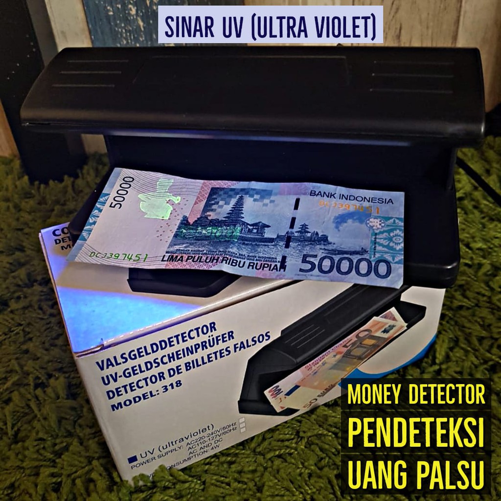 Money Detector Alat Deteksi Uang Palsu  Sinar UV /Money Detector Besar/ Counterfeit Detector/ 2light