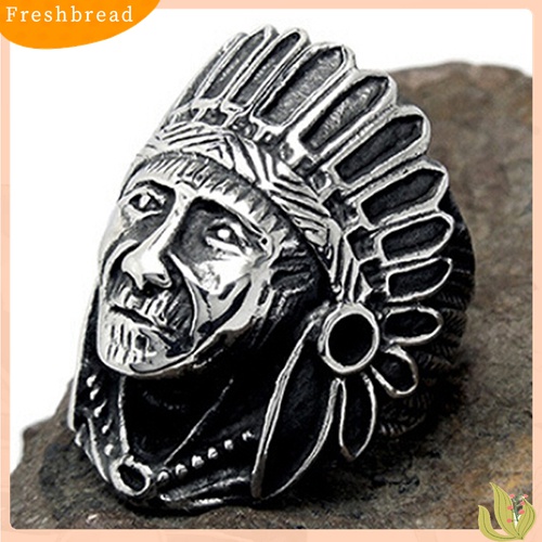 [TERLARIS]Men Women Vintage Alloy Indian Chief Pattern Finger Ring Punk Jewelry Charm