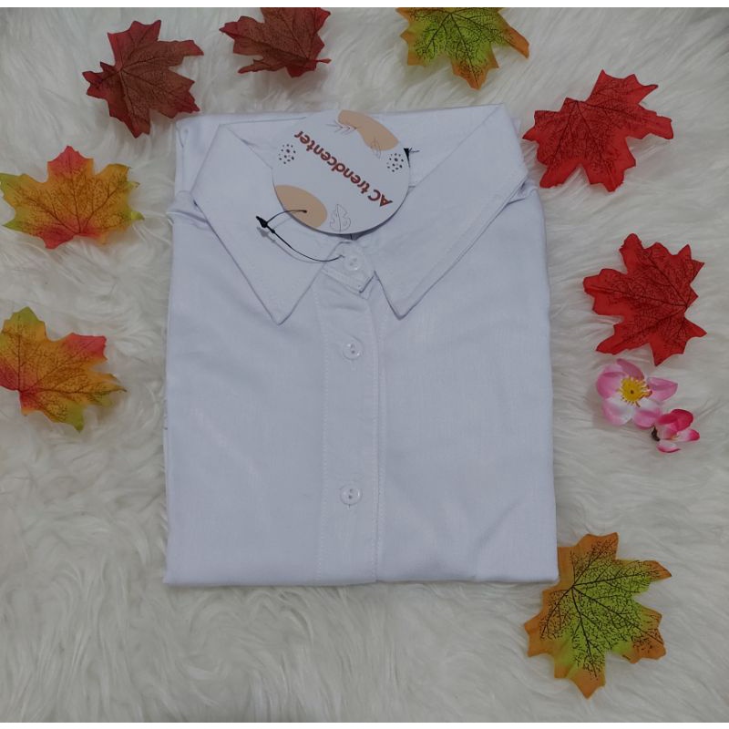 Baju Kemeja Wanita | Kemeja Cewek Lengan Panjang | Kemeja Premium | Kemeja Katun Wanita-Putih K01