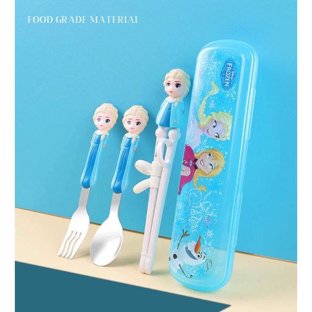 DISNEY ORIGINAL spoon fork training chopstick/sendok garpu set dengan kotak DM2324