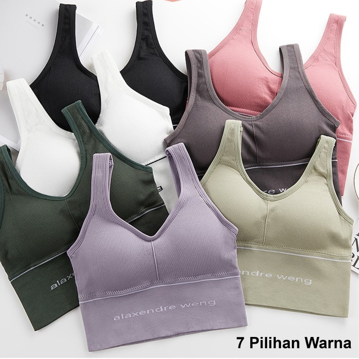 Sport Bra Bh Wanita Olahraga Tanpa Kawat Bra BH Senam Gym Fitnes One Size