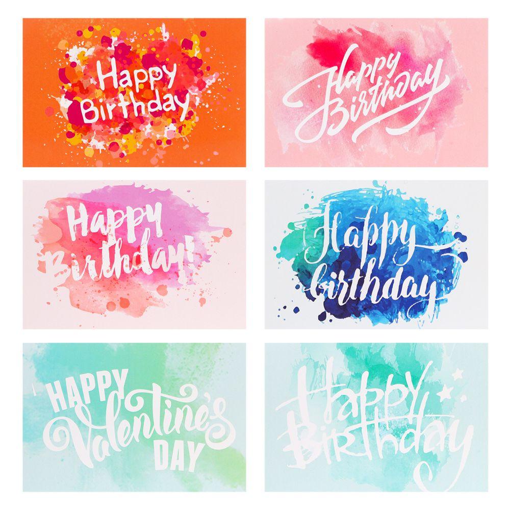 Solighter 6set Kartu Ucapan Thanks Card Gift Card Dengan Amplop Stiker Happy Birthday