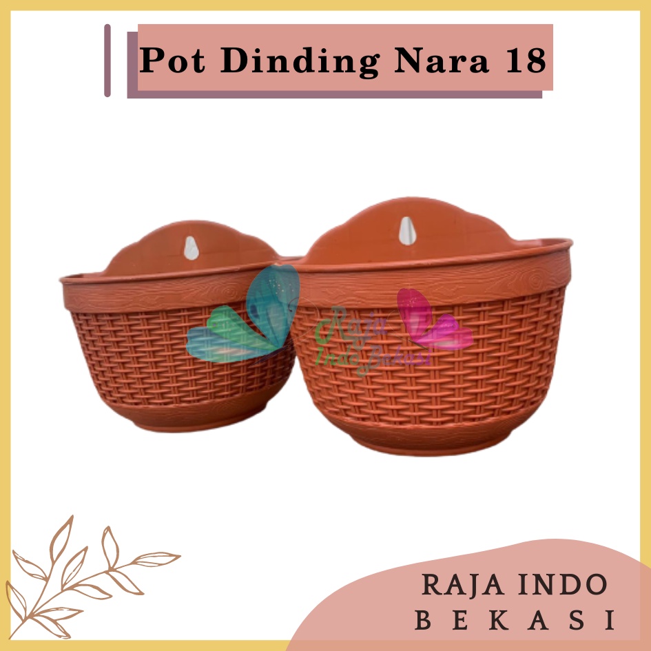 Pot Dinding Nara 18 Merah Bata Merah Coklat Terracota Terracotta Pot Dinding Tempel Tempel Dekorasi Bunga Hias Unik Panjang Kecil Rotan Gantung Pagar Murah Grosir  Pot Dinding Tempel Anyam Nara CJP 18 &amp; 20