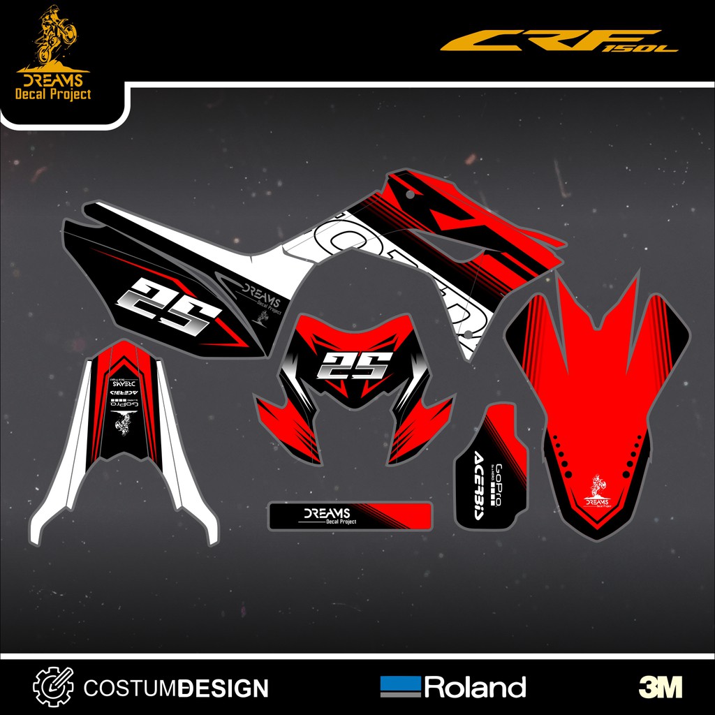 Decal CRF 150 L Hitam Merah