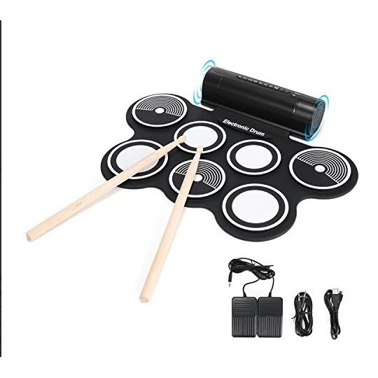 Portable Roll Up Drum Pad Set Kit with Built-in Speaker (No CD) good