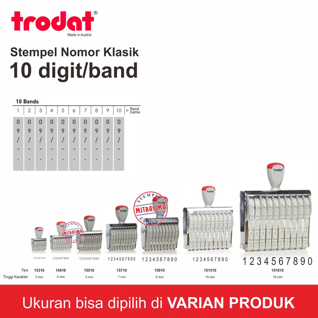 

Stempel klasik nomor merk Trodat 10 digit