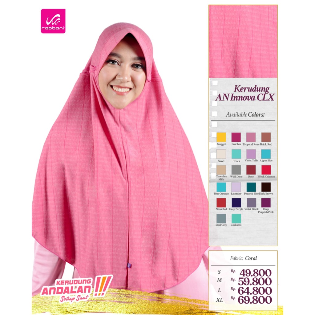 [SIZE S] KERUDUNG RABBANI CLX WARNA KERUDUNG RABBANI MOTIF CORAL (PART 1)