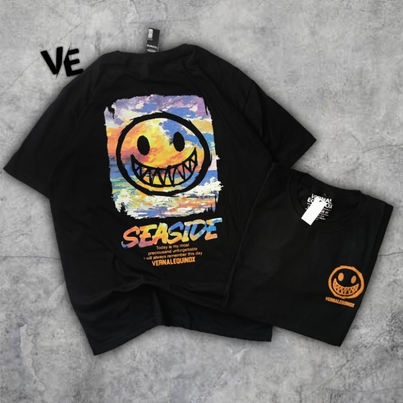 Kaos SMILE VIBES - Vernal equinox // Vernalequinox - Kaos Distro Bandung Pria &amp; Wanita / Kaos Unisex Oversize / Nexttime Sevenkey Cricket