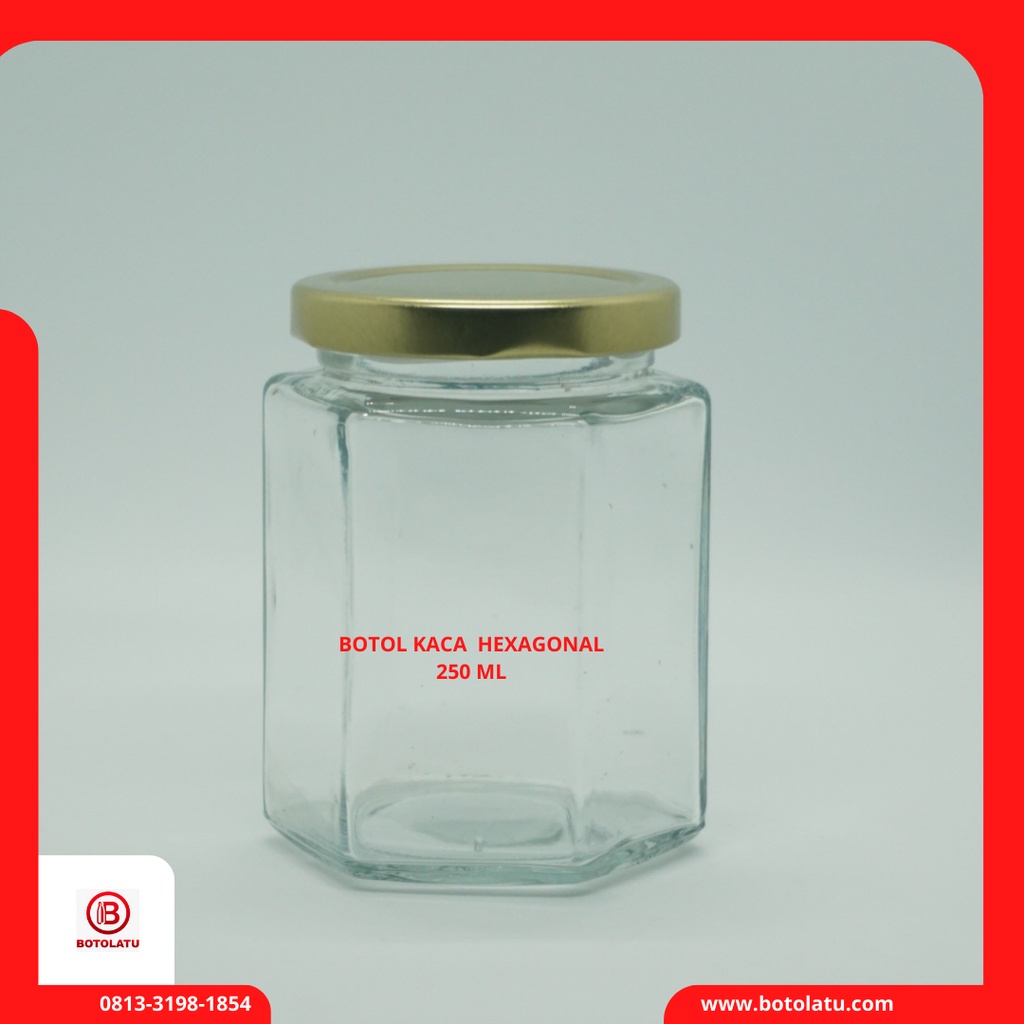 Botol Kaca Hexagonal 250 ML