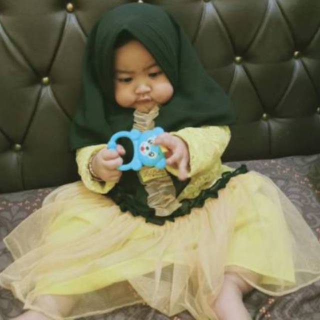 GAMIS BAYI  3 TAHUN ANAK PESTA LIME KUNING LEMON SYARI BROKAT BRUKAT GB+REG+SB1-AMD EKSLU