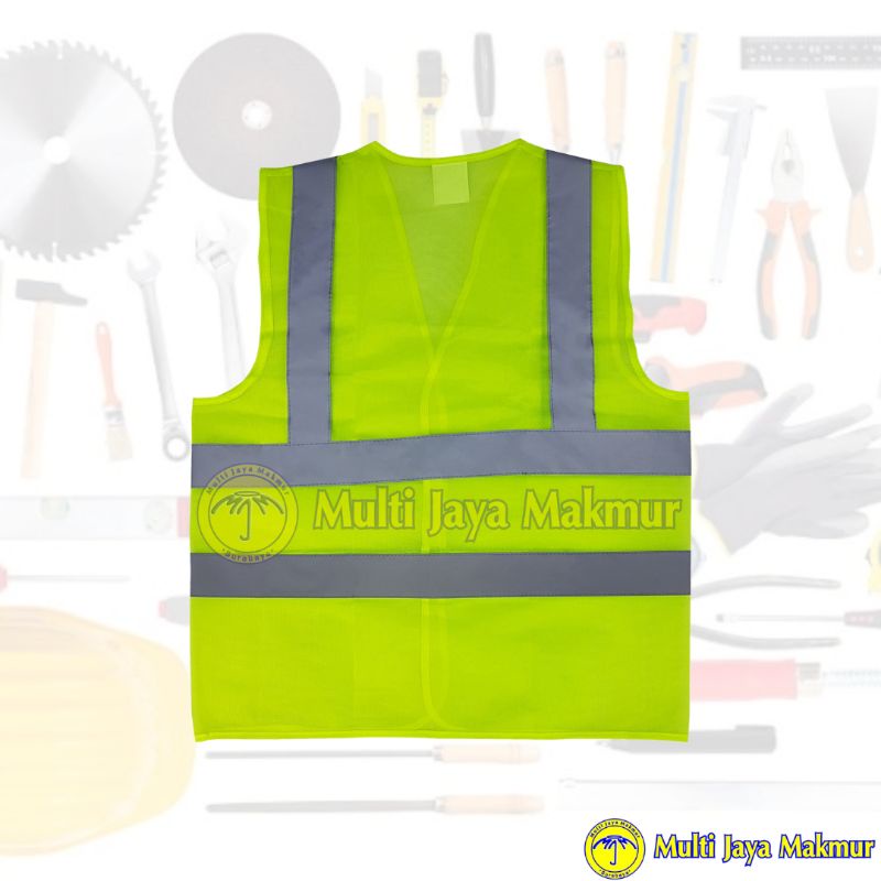 Rompi Safety Polyester 4 Line ORANGE dan HIJAU Safety Vest Proyek Polyester POLISTER