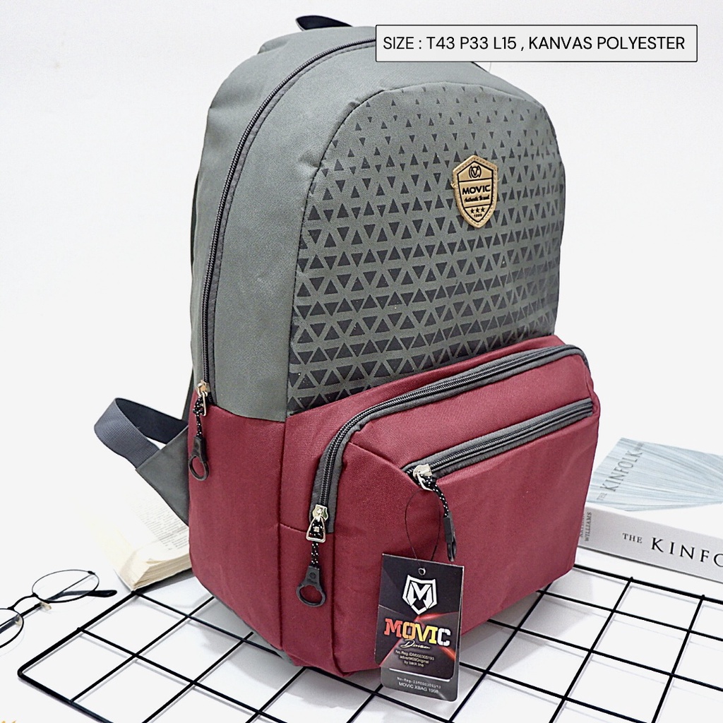 (NEVSET BAG) ransel sekolah menengah mahasiswa kampus bahan kanvas banyak ruang gesper wanita pria unisex