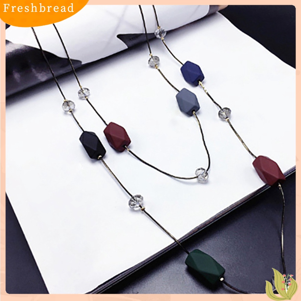 [TERLARIS]Concise Double Layers Geometry Beads Necklace Long Sweater Chain Women Ornament