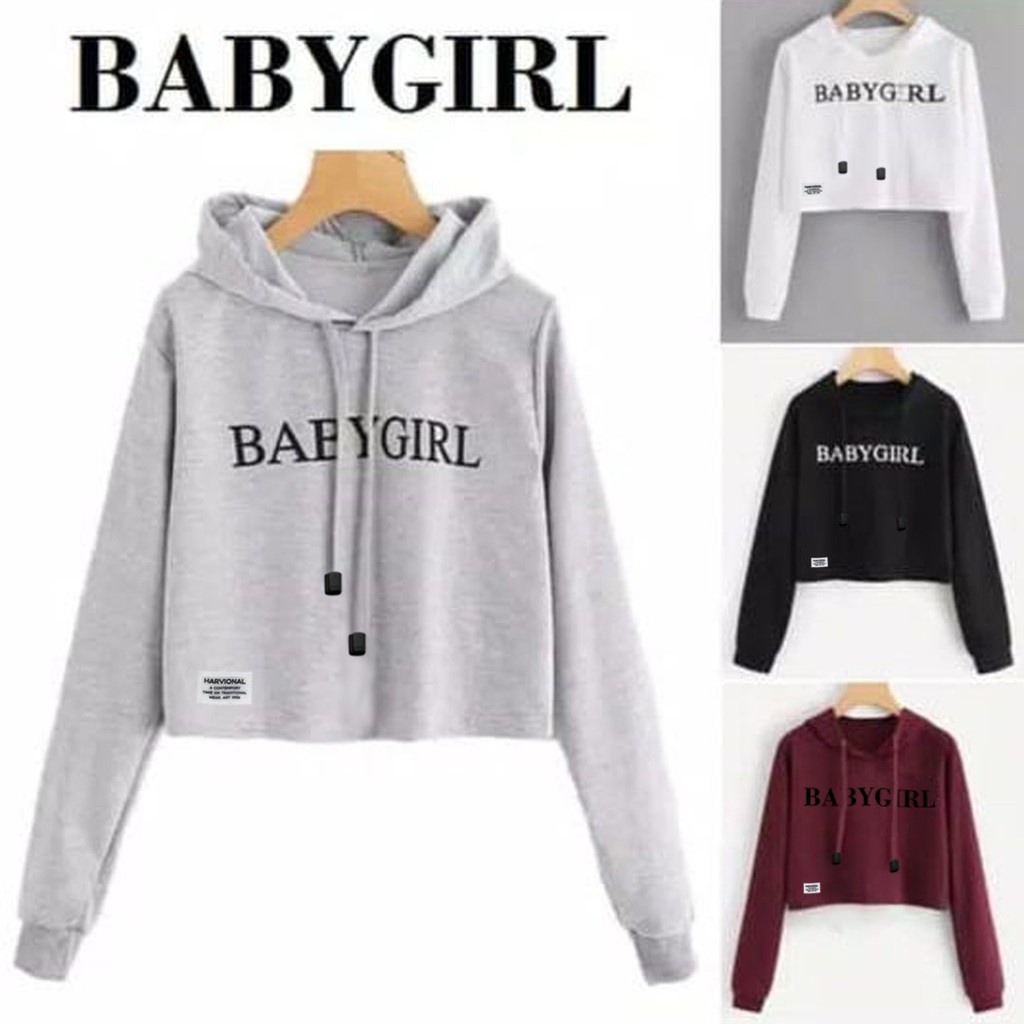 SWEATER CROP HOODIE BABY GIRL BAHAN FRENCHTERRY TERLARIS