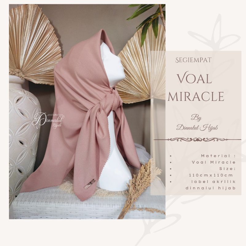 Segiempat Voal Miracle Lasercut  By Dinnalul Hijab FREE POUCH