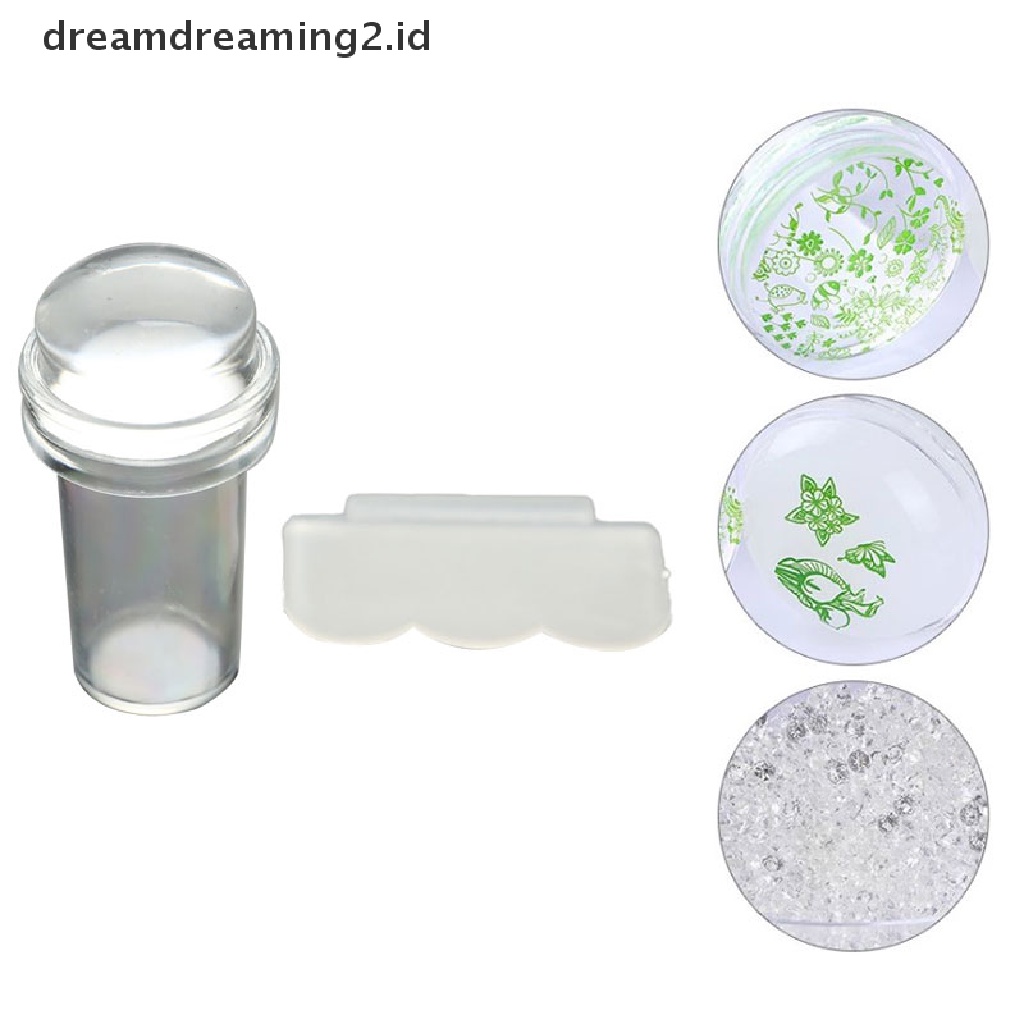 (Hot Style You Like) Set Stempel Jelly 2.4cm + Scraper Bahan Silikon Untuk Nail Art Diy