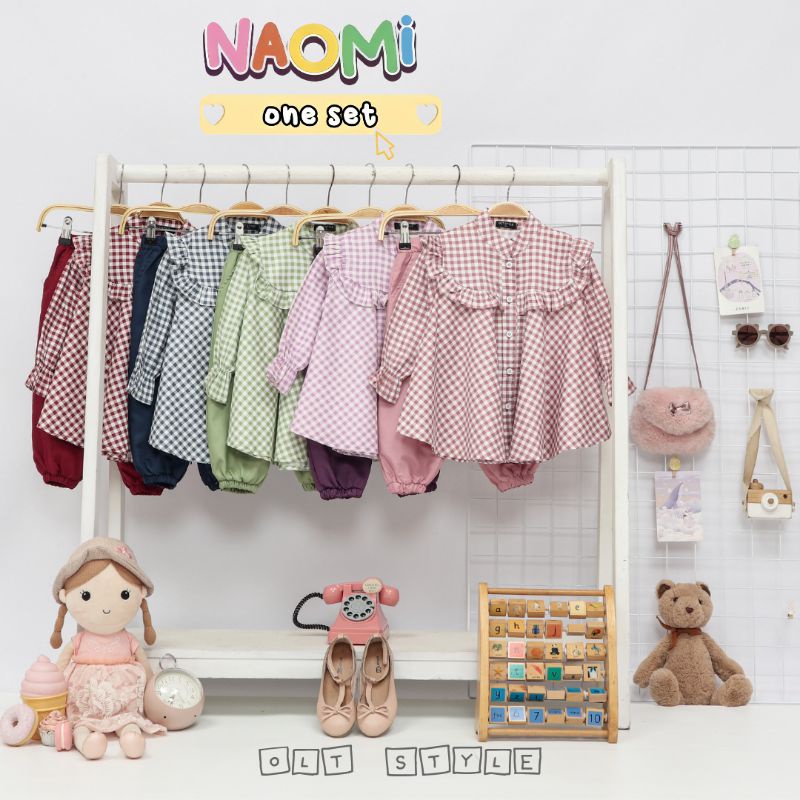 Ollet Oneset Naomi / setelan baju anak katun jepang / stelan anak perempuan