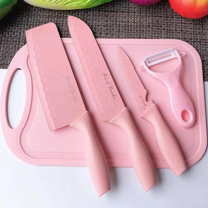 PISAU SET 7 IN 1 TALENAN /Poenscae KITCHEN KNIFE SET / Pisau Dapur Set - PINK