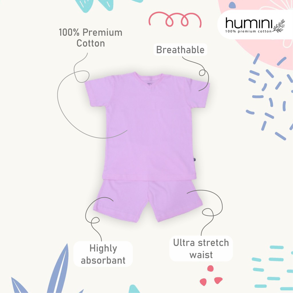 Kaos Anak V-Neck Polos Atasan Bawahan Set Warna Warni 100% Premium Cotton - PINK