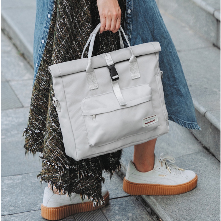SmallLee Fashion Wanita Tas Laptop Scalable Kapasitas Tas Tangan untuk 13 14 15 Inch Notebook Bahu Messenge Tas Variabel Ransel