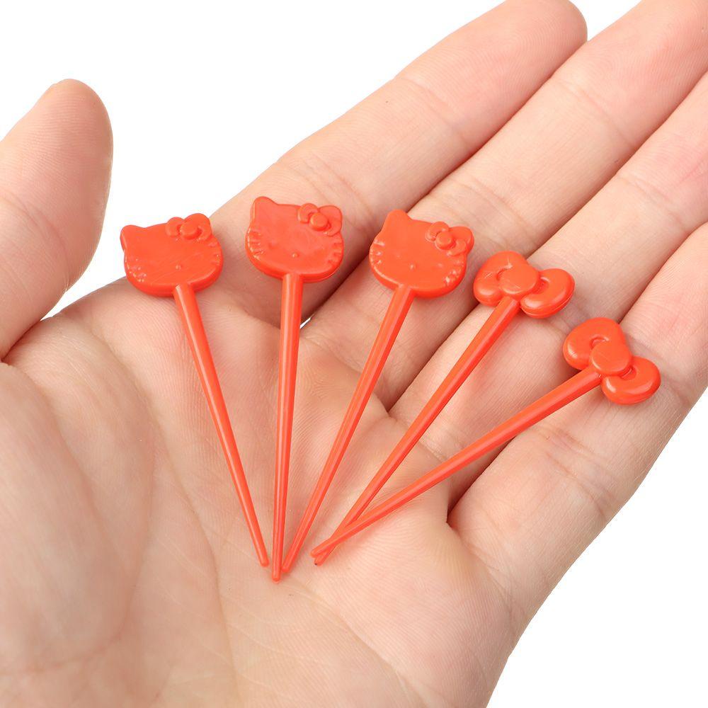 SOLIGHTER 8Pcs Cartoon Cat Food Picks Party Ornament Toothpicks Fruit Forks Lunches Decor Cute Kawaii Kids Gift Kitchen Accessories Bento Tools/Multicolor