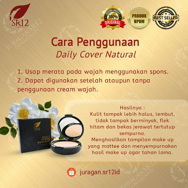 DAILY COVER NATURAL SR12 COMPACT POWDER MATTE BPOM BEDAK SR12 PENUTUP BEKAS JERAWAR FLEK HITAM