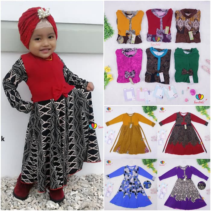 Set Gamis Anak Syari Inaya Friska Syar'I Kids Black M Dress Polos 6181ZJ  Pita Uk 1-2 Tahun / Baju