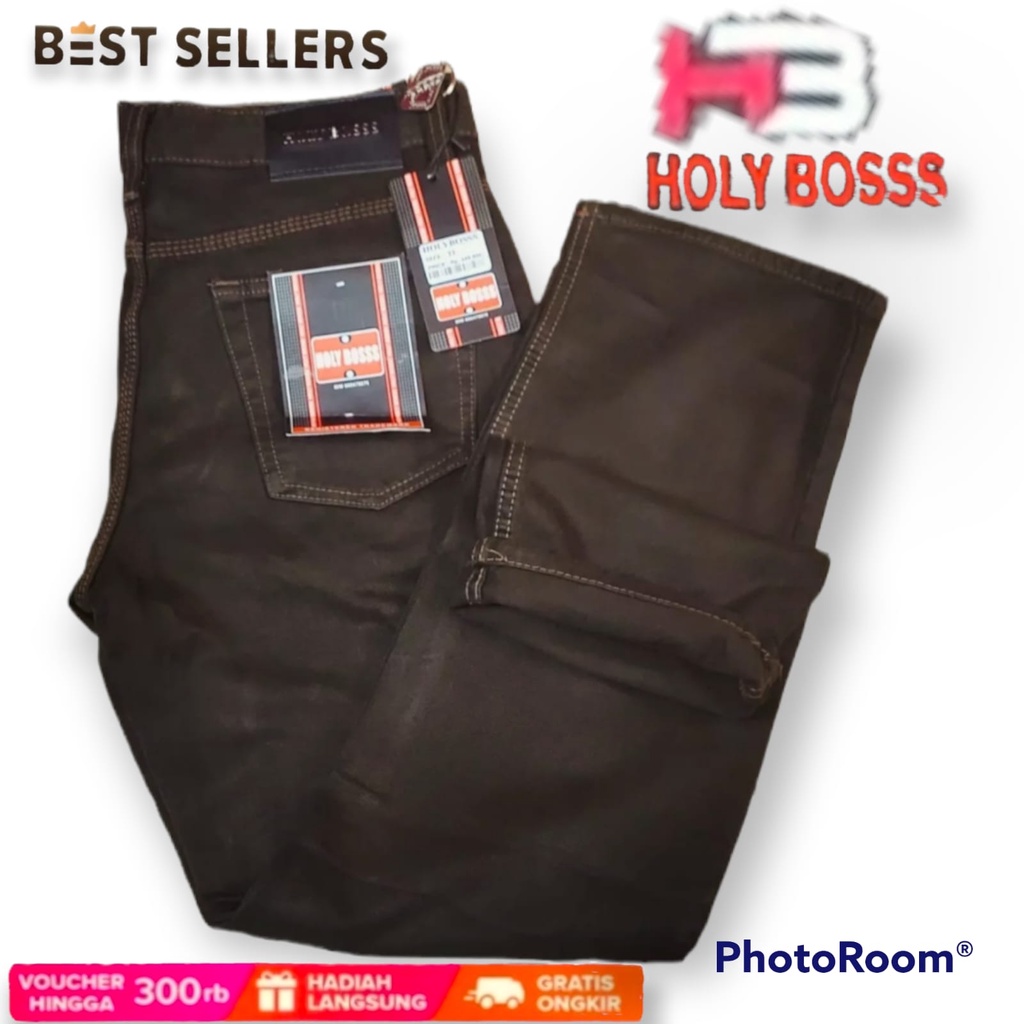 Celana Jeans pria Reguler Holly Boss Original terlaris 2022 / Jeans Standard Holly Boss bahan lembut