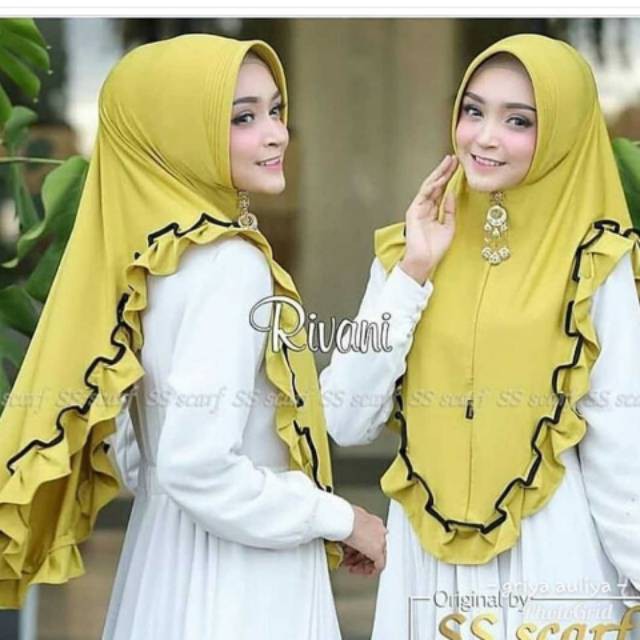 Jilbab Khimar RIVANI / Bergo Instan Rempel Jersey / Hijab Pet Antem / Kerudung Pinguin Jersey Kriwil