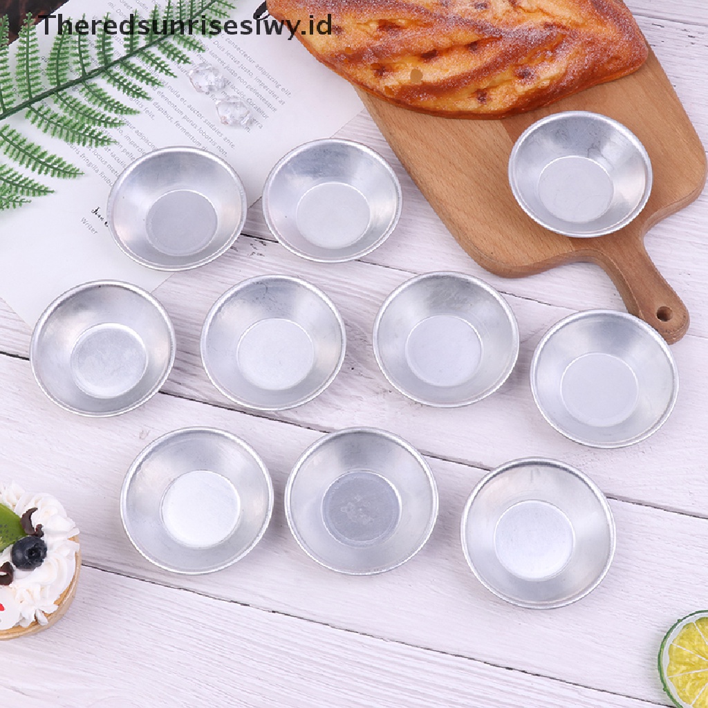 # Alat Rumah Tangga # 10pcs Cetakan Cupcake / Kue Tart Bentuk Bulat Bahan Aluminum Alloy