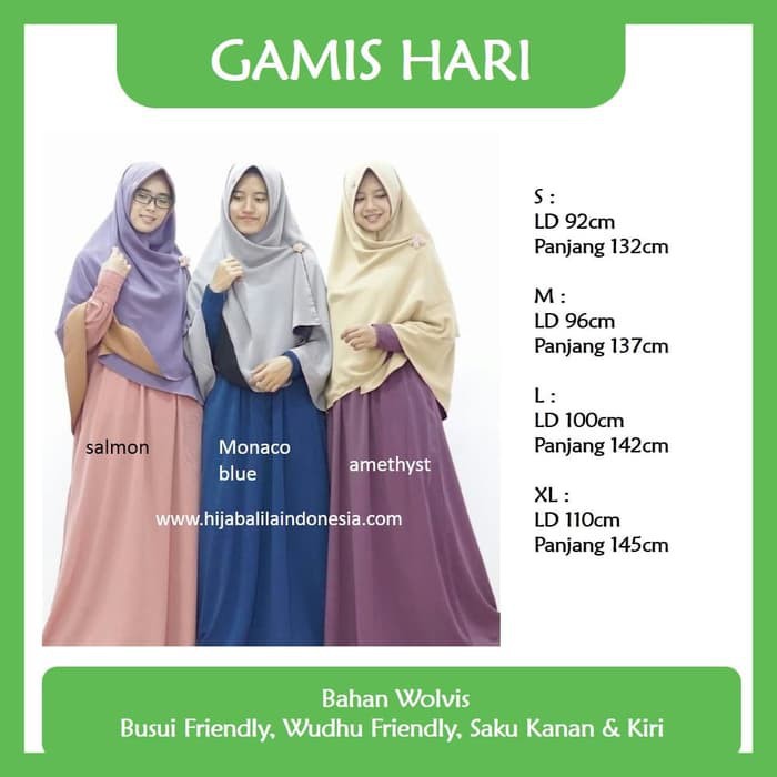 AL Gamis polos wanita terbaru model kekinian dress muslim murah LD100 moscrepe I5L1 Gamis Alila Hari