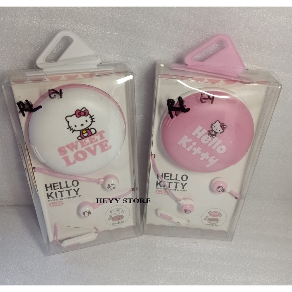 HEADSHET HANDPHONE HEADSHET MUSIK HEADSHET EARPHONE POCKET HEADSHET KARAKTER HELLO KITTY