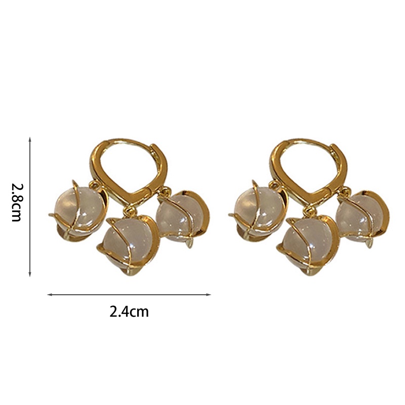 Anting Kait Gantung Desain Bunga Lily Hias Opal Untuk Wanita