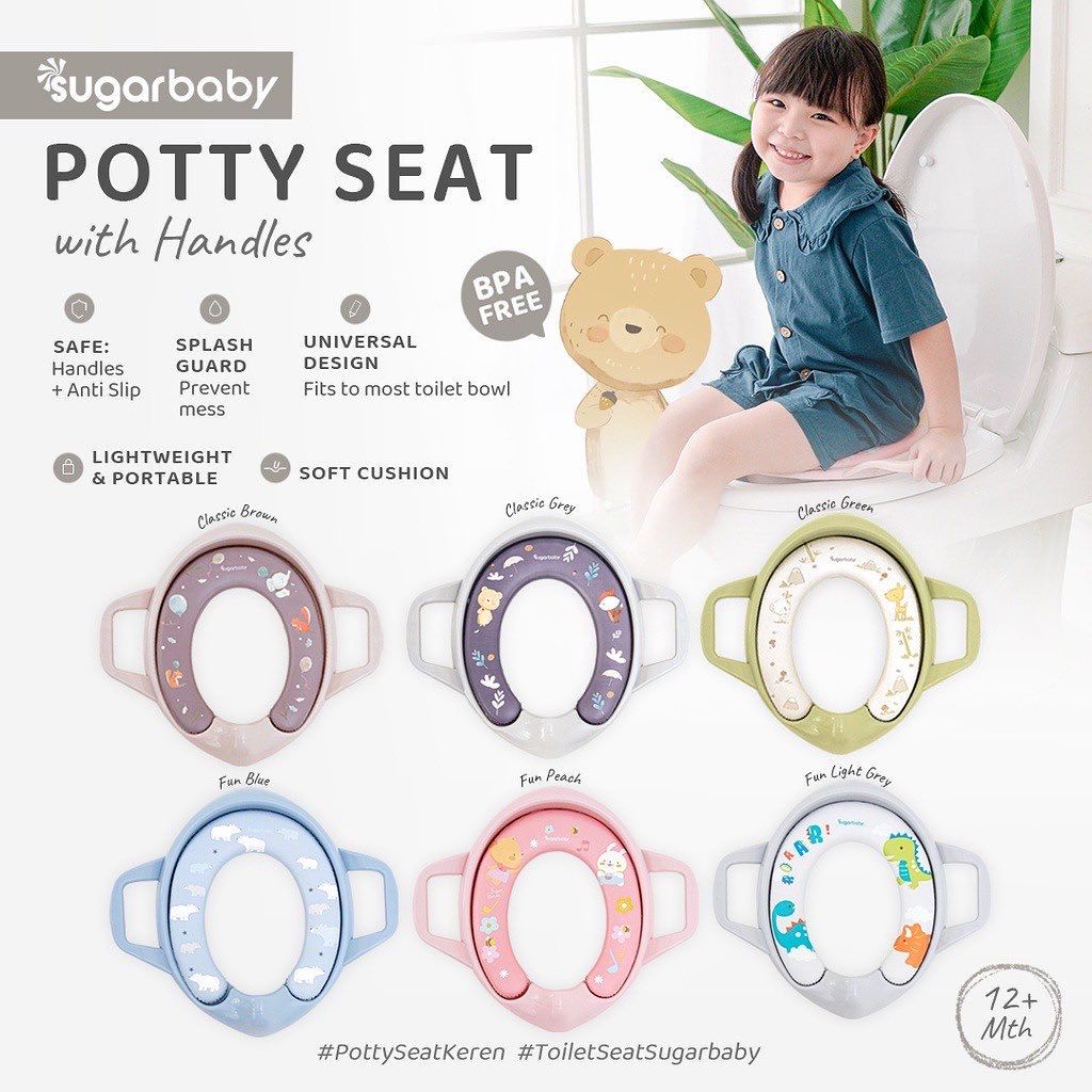 Sugar Baby / Sugarbaby Potty Seat With Handles &amp; Splash Guard/ Dudukan Toilet Anak