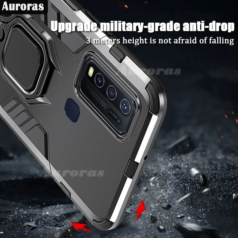 FREE TEMPERED GLASS FULL LAYAR VIVO Y30 Y50 HARD CASE HARDCASE RING STAND ARMOR VIVO Y50 Y30 COVER