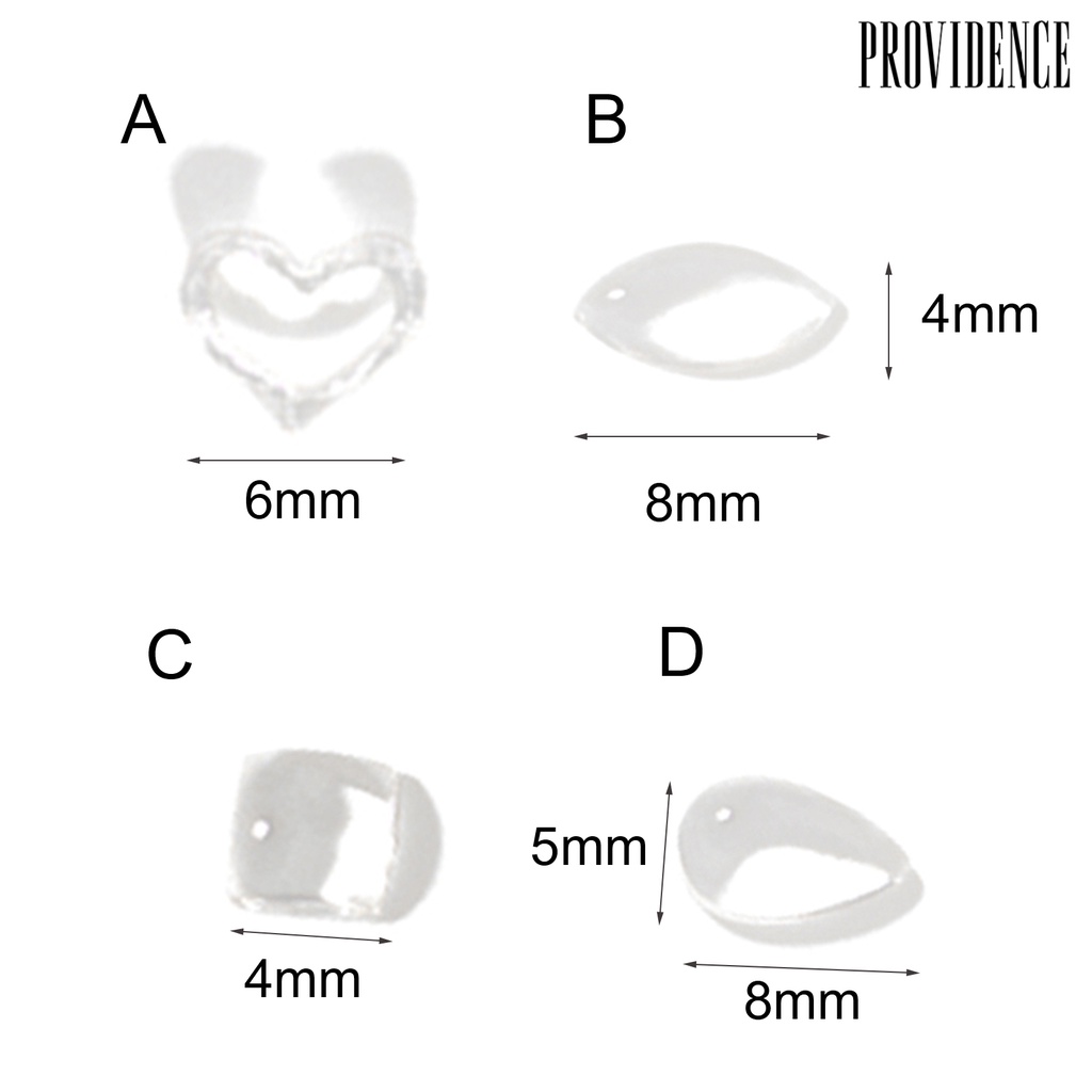 Providence 100pcs / Set Ornamen 3d Bahan Resin Translucent Untuk Dekorasi Nail Art Charms