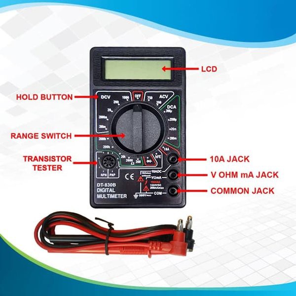 Alat Pengukur AC/DC Multimeter DIGITAL  DT830B Model Avometer Multitester Digital Display LCD  + Baterai Siap Pakai