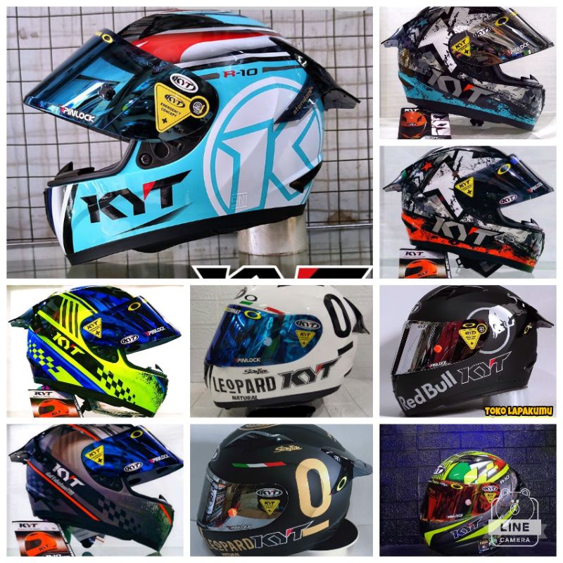 Helm Full Face KYT R10 Paket Ganteng Lengkap Leopard RedBull SNI-DOT Original