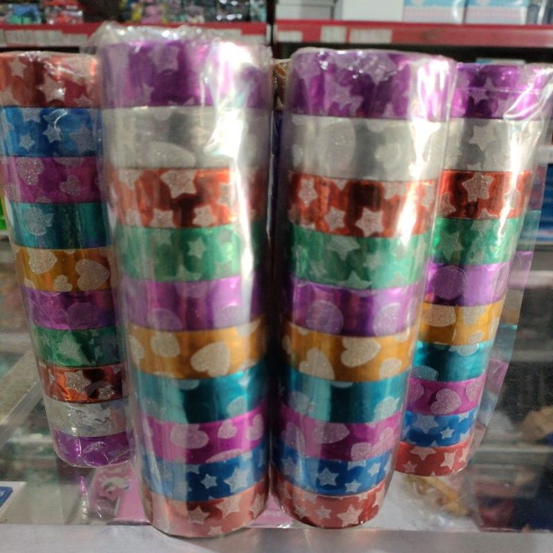 

Isi 10 Pcs Selotip Fancy Motif Warna-Warni/Isolatip Solasi Selotip Gliter